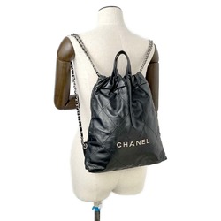 Chanel Backpack 22 Small Shiny Calf Leather AS3859 CHANEL Black