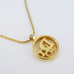 Christian Dior Necklace Circle GP Plated Gold Ladies