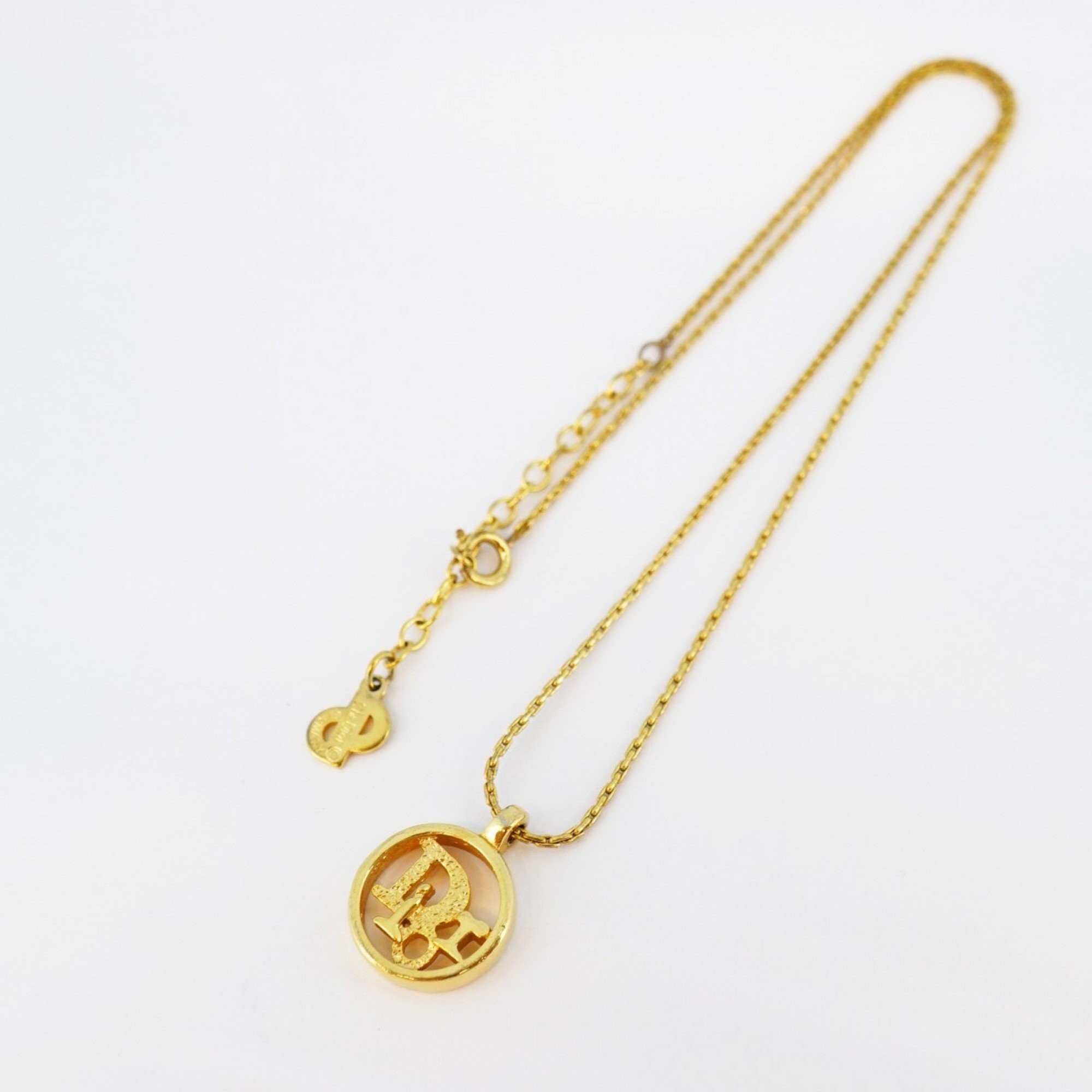 Christian Dior Necklace Circle GP Plated Gold Ladies