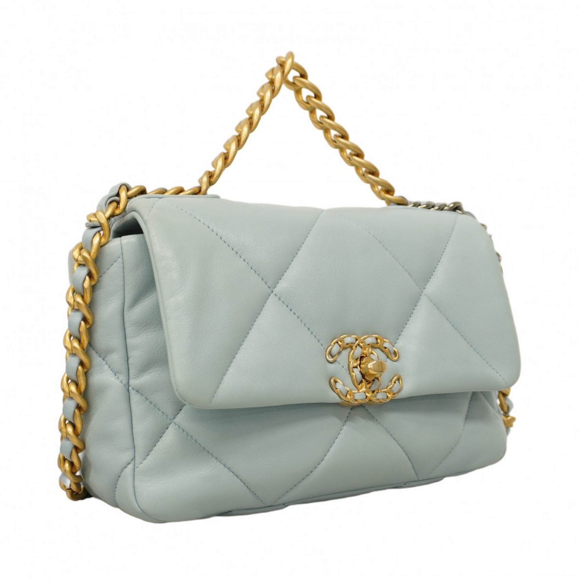 Chanel Handbag 19 Lambskin Sky Blue Women's