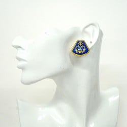 Hermes Earrings, Enamel, GP Plated, Cloisonne, Gold, Blue, Women's