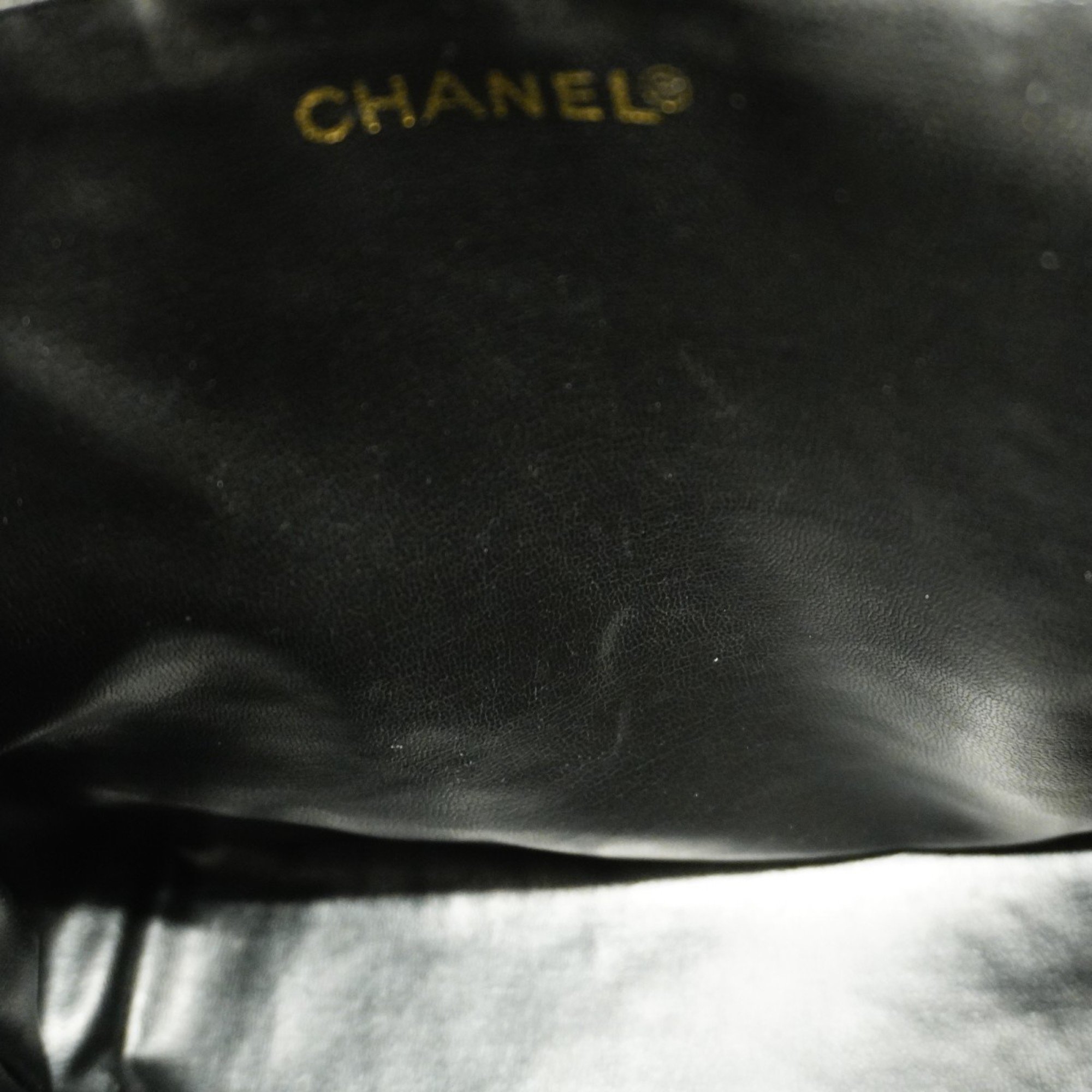 Chanel Shoulder Bag Triple Coco Caviar Skin Black Women's