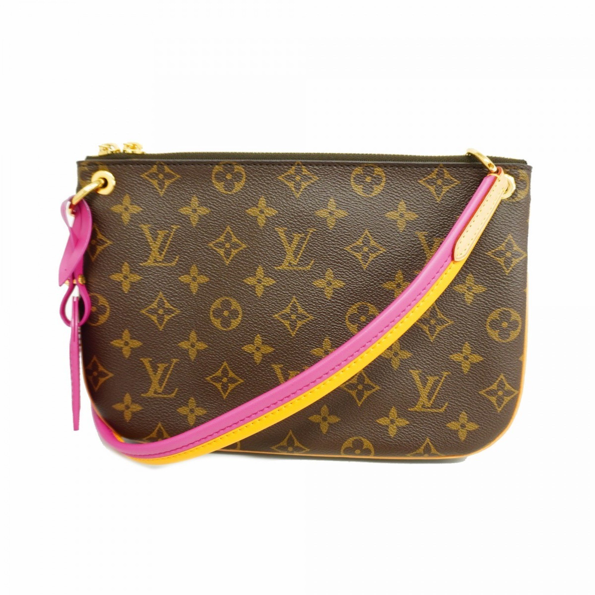 Louis Vuitton Shoulder Bag Monogram Loretta M44053 Brown Hot Pink Ladies