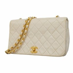 Chanel Shoulder Bag Matelasse Lambskin White Women's