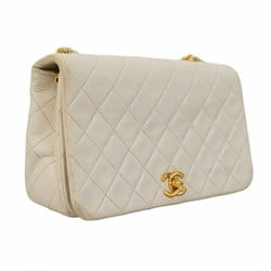 Chanel Shoulder Bag Matelasse Lambskin White Women's