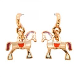 Hermes Earrings Cheval GP Plated White Red Purple Rose Gold Ladies