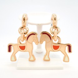 Hermes Earrings Cheval GP Plated White Red Purple Rose Gold Ladies