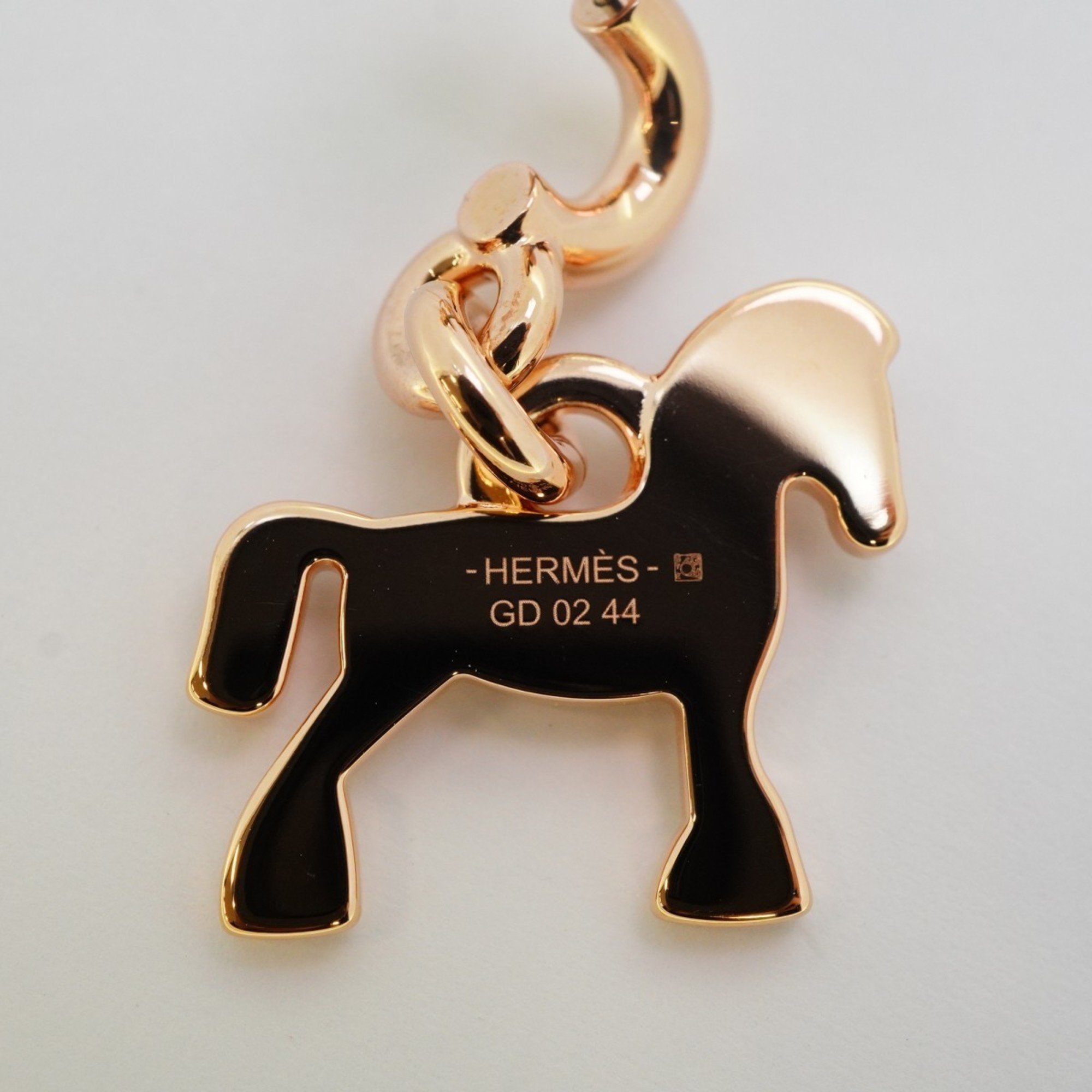 Hermes Earrings Cheval GP Plated White Red Purple Rose Gold Ladies