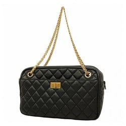 Chanel Shoulder Bag 2.55 Matelasse Lambskin Black Women's