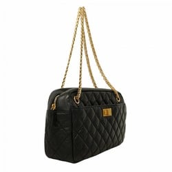 Chanel Shoulder Bag 2.55 Matelasse Lambskin Black Women's