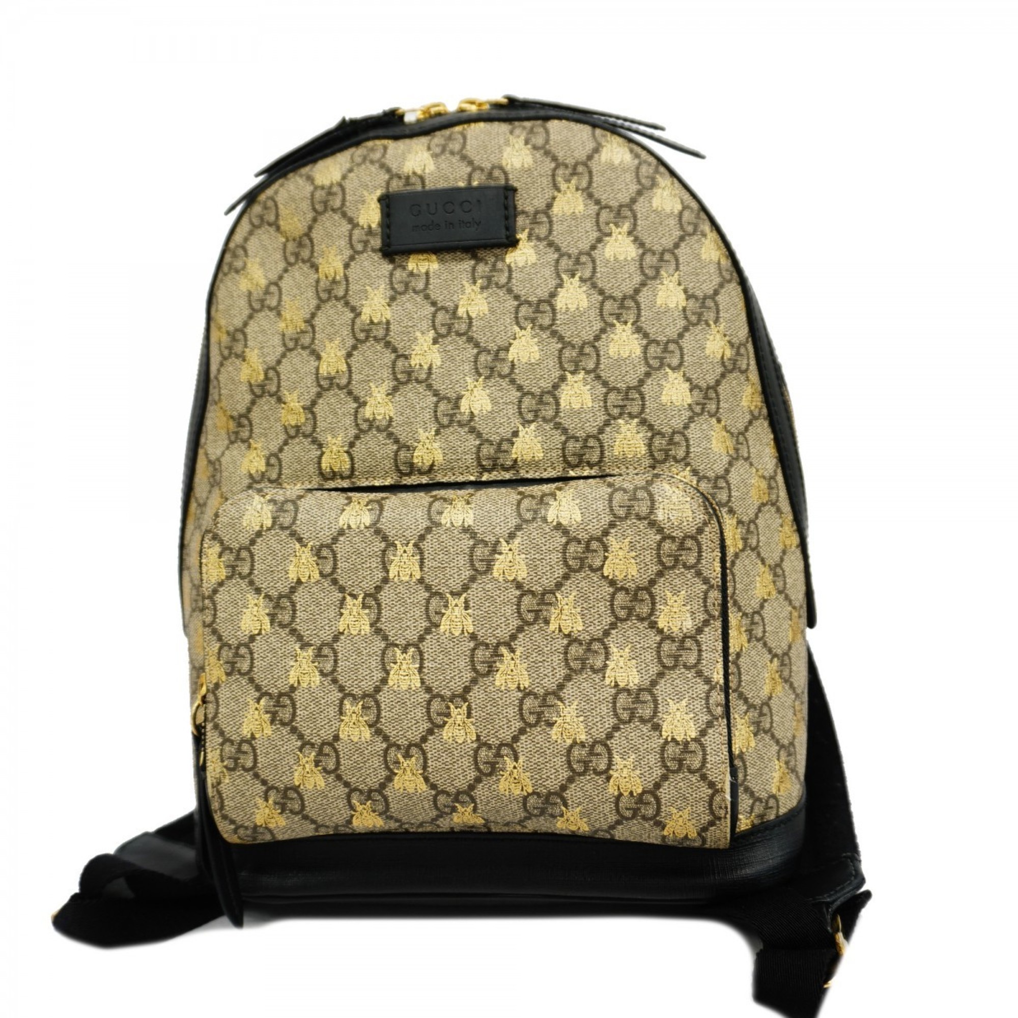 Gucci Backpack/Daypack GG Supreme 427042 Brown Black Gold Women's