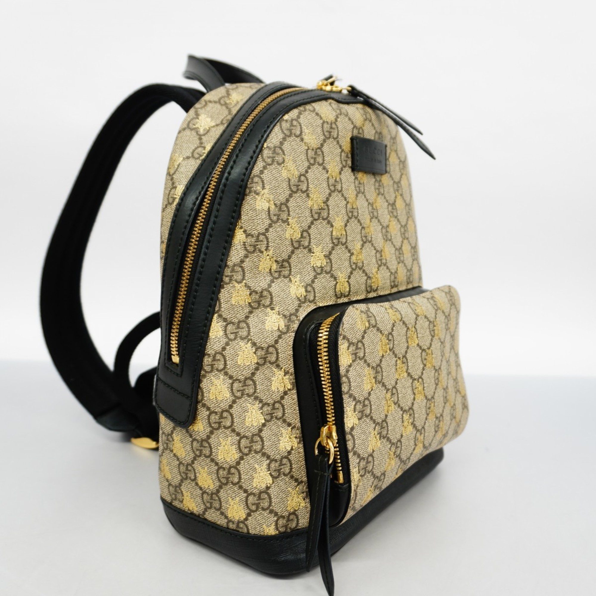 Gucci Backpack/Daypack GG Supreme 427042 Brown Black Gold Women's