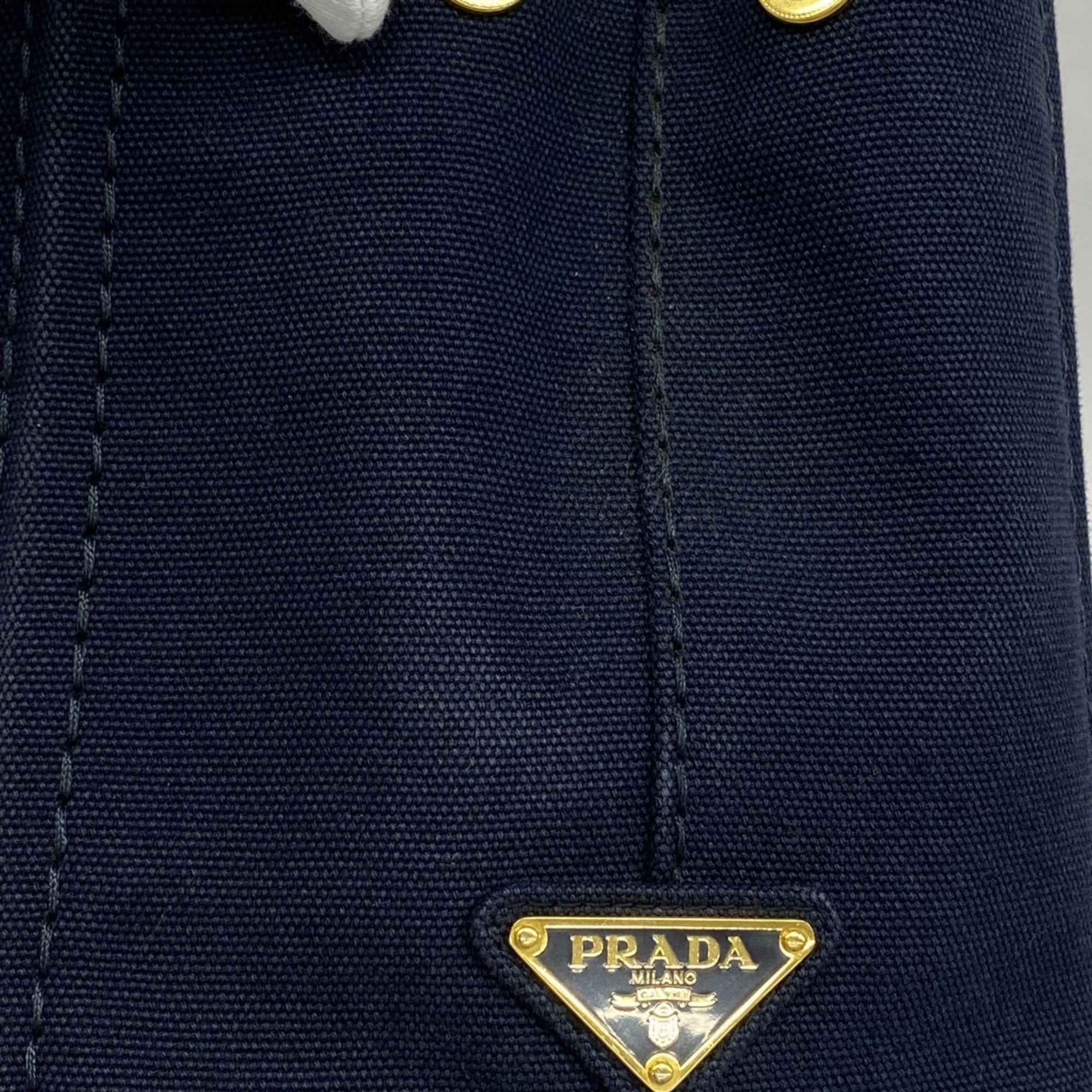 Prada Tote Bag Canapa Canvas Navy Women's