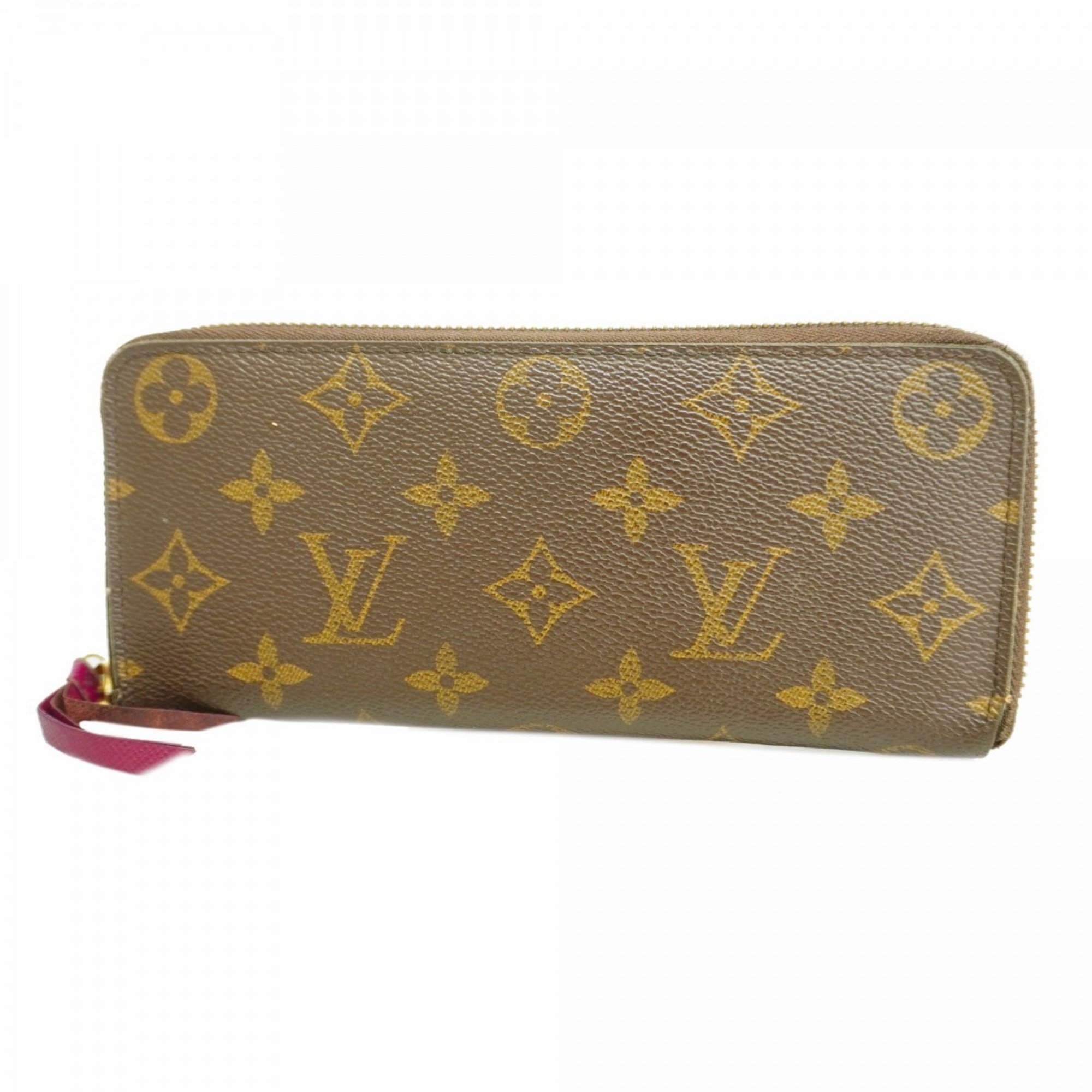 Louis Vuitton Long Wallet Monogram Portefeuille Clemence M60742 Fuchsia Ladies