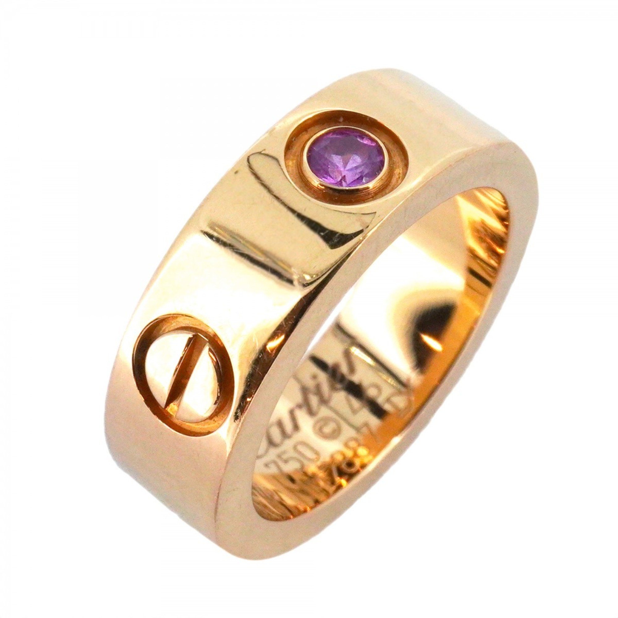 Cartier Ring Love Pink Sapphire K18PG Gold #46 Ladies