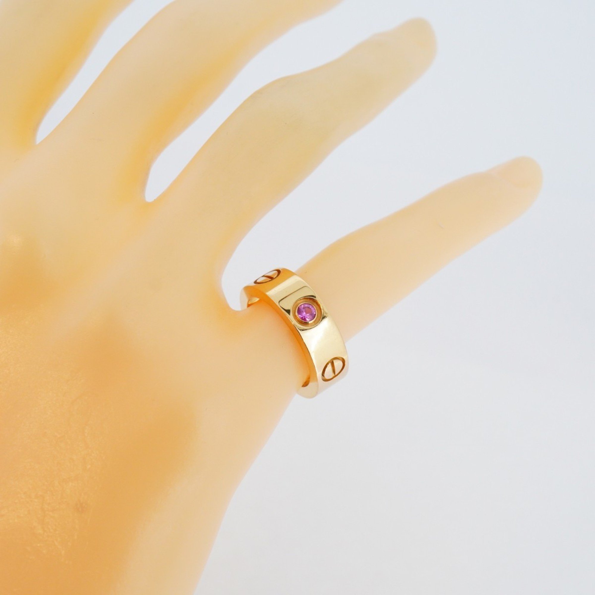 Cartier Ring Love Pink Sapphire K18PG Gold #46 Ladies