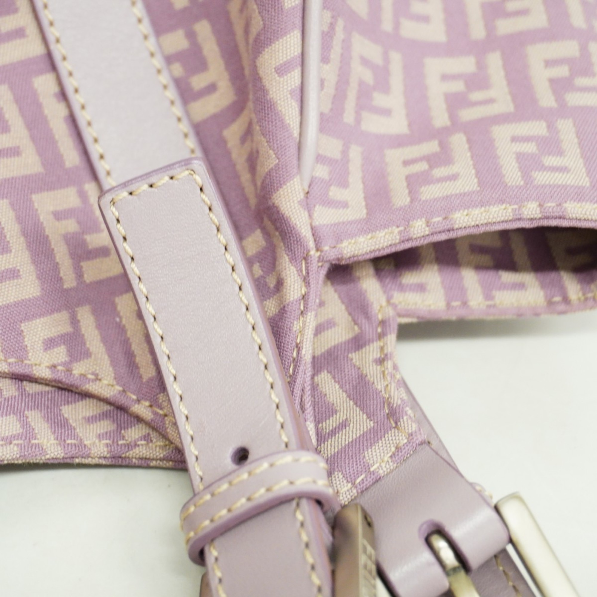 Fendi Zucchino Nylon Canvas Handbag Purple Women's