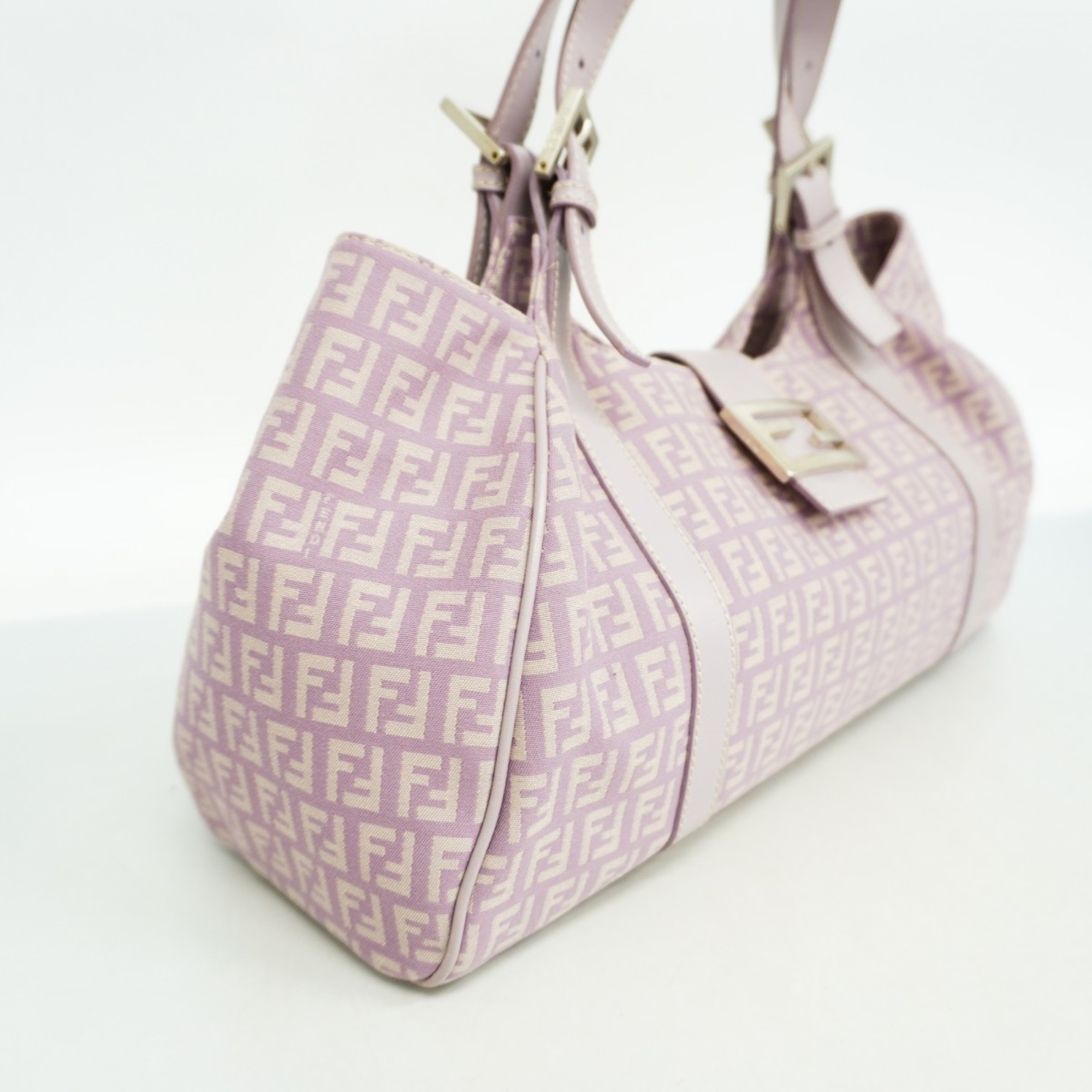 Fendi Zucchino Nylon Canvas Handbag Purple Women's