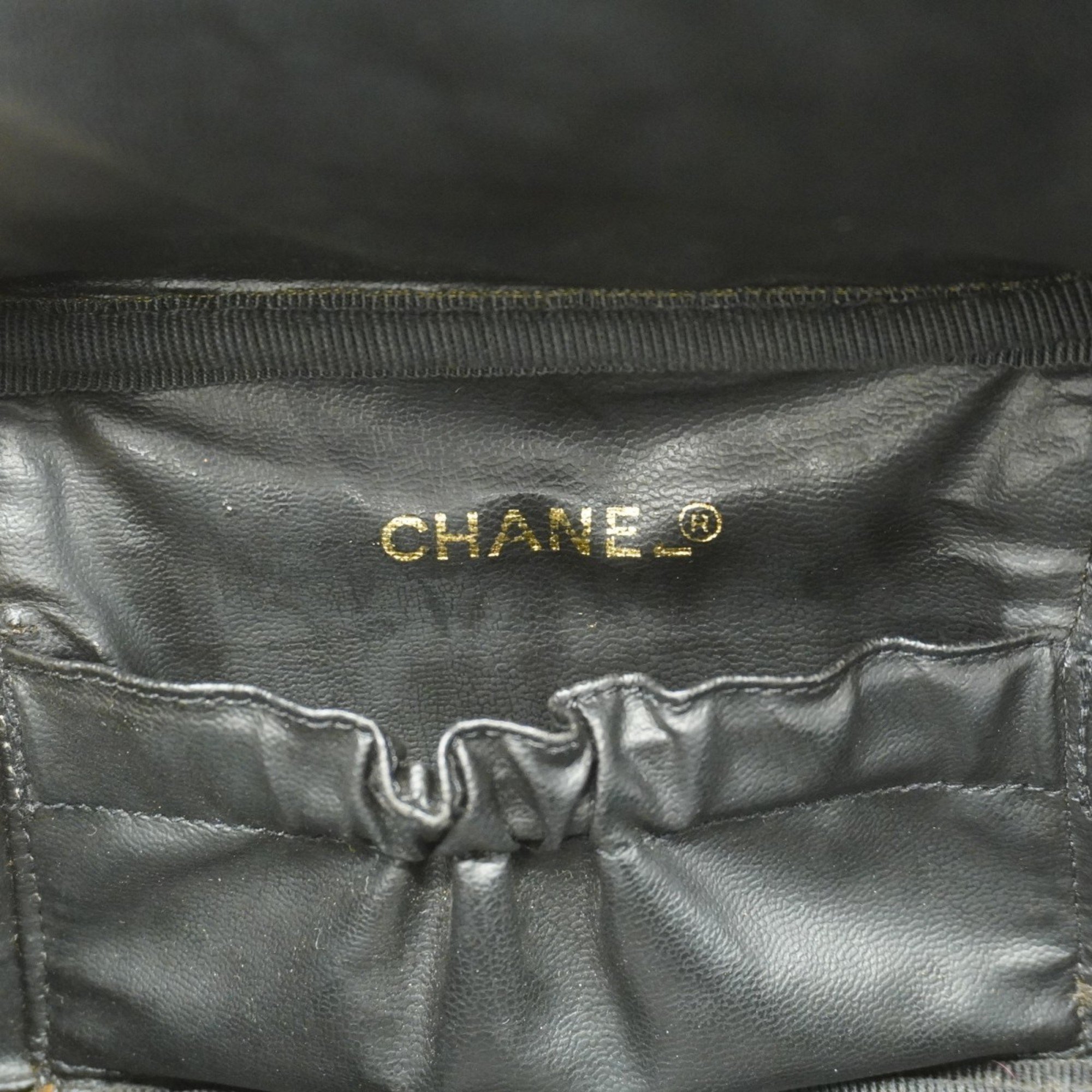 Chanel Vanity Bag Caviar Skin Black Women's