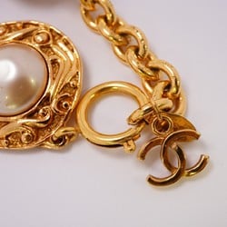 Chanel Bracelet Coco Mark Circle Fake Pearl GP Plated Gold Ladies