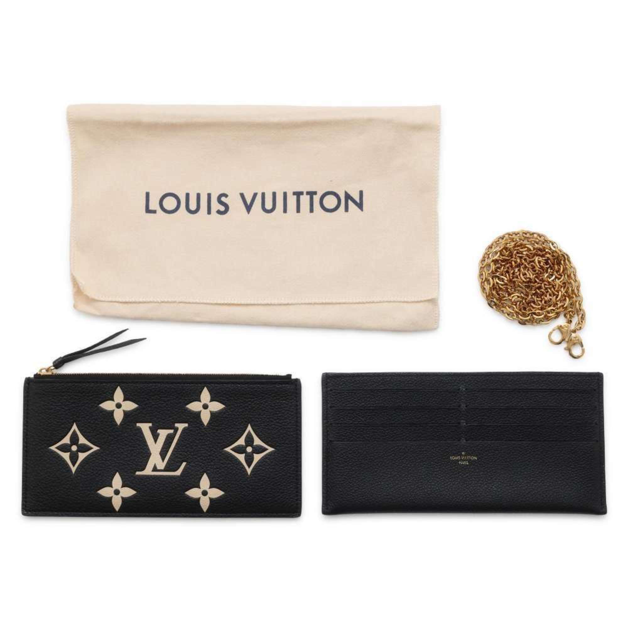 Louis Vuitton Chain Wallet Bicolor Monogram Empreinte Pochette Felicie M80482 Black