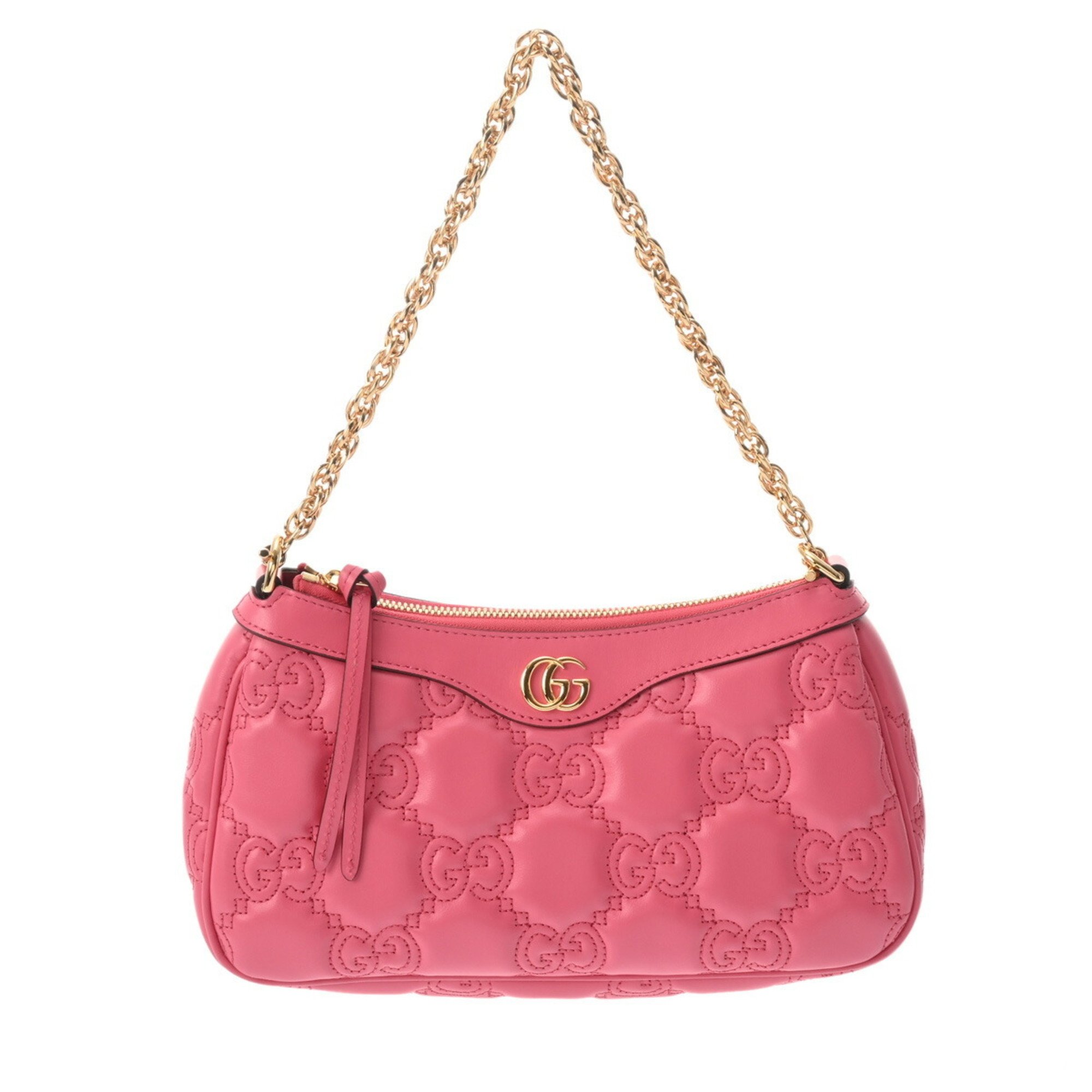 GUCCI GG Matelasse Pattern Shoulder Bag Pink 735049 Women's Leather Handbag