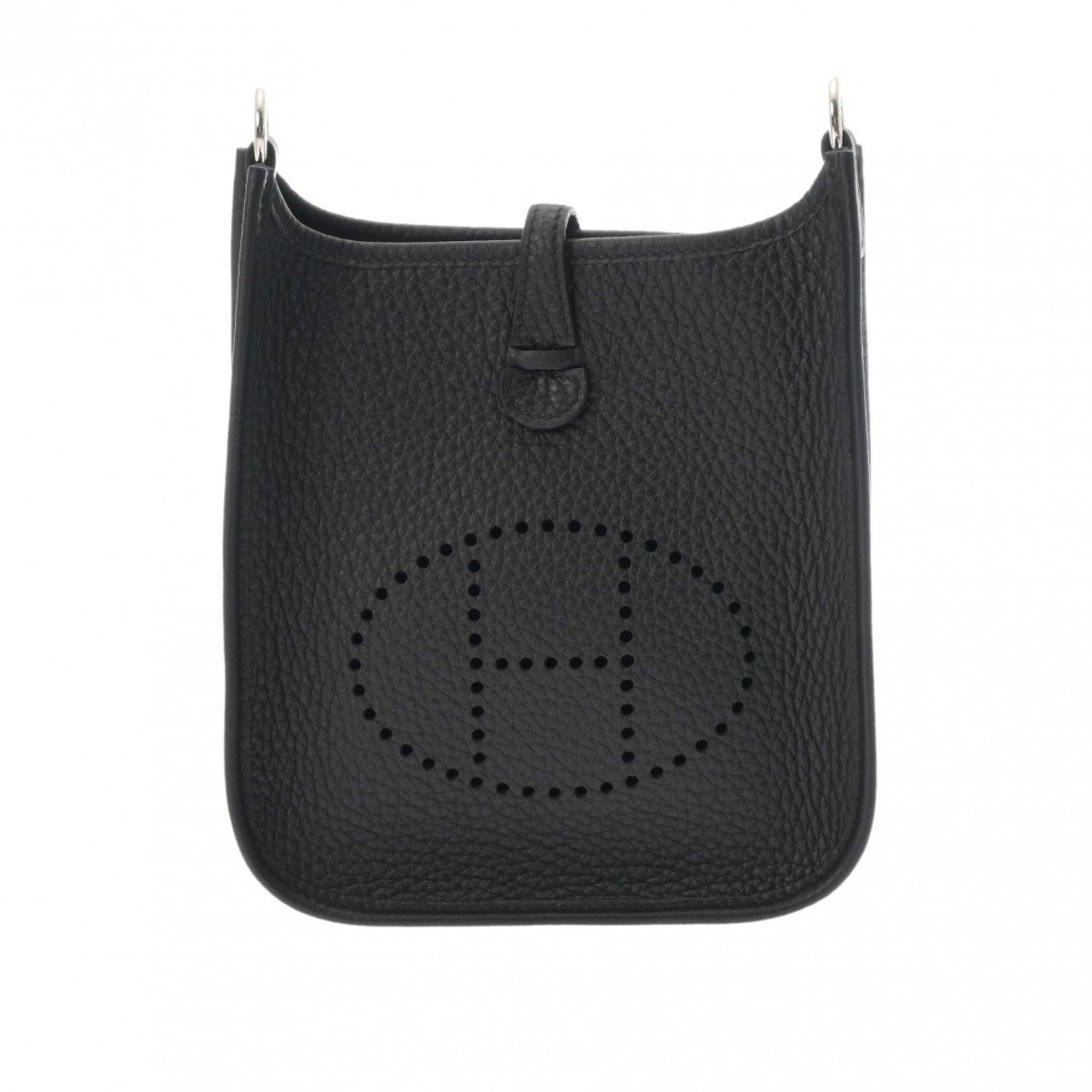 HERMES Evelyn TPM Black W Stamp (around 2024) Women's Taurillon Clemence Shoulder Bag