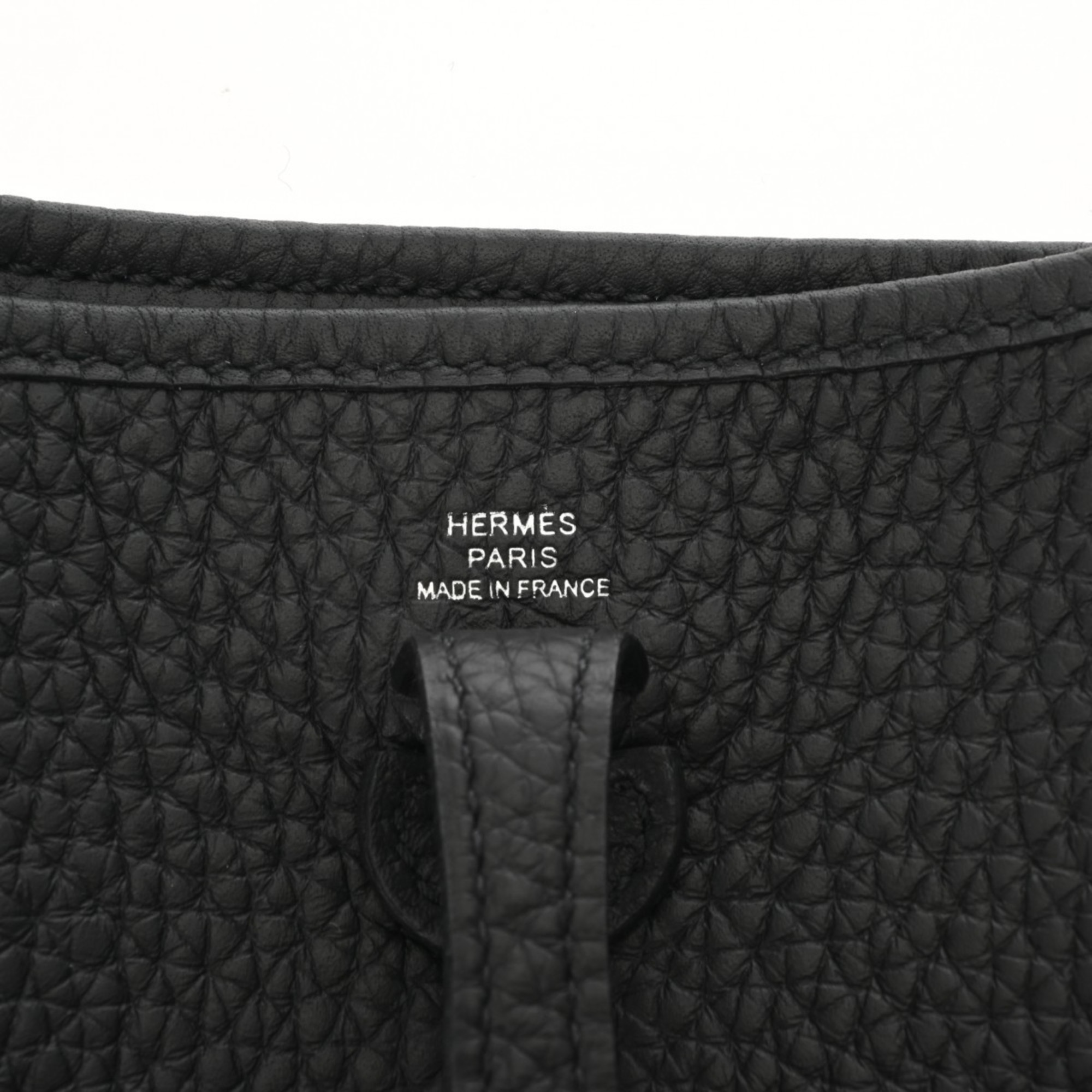 HERMES Evelyn TPM Black W Stamp (around 2024) Women's Taurillon Clemence Shoulder Bag