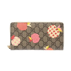 GUCCI Les Pommes Round Zip Wallet Beige/Ebony 663924 Women's PVC Leather Long