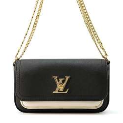 Louis Vuitton Chain Shoulder Bag Lock Me Tender Leather M58557 LOUIS VUITTON 2way Pochette Black