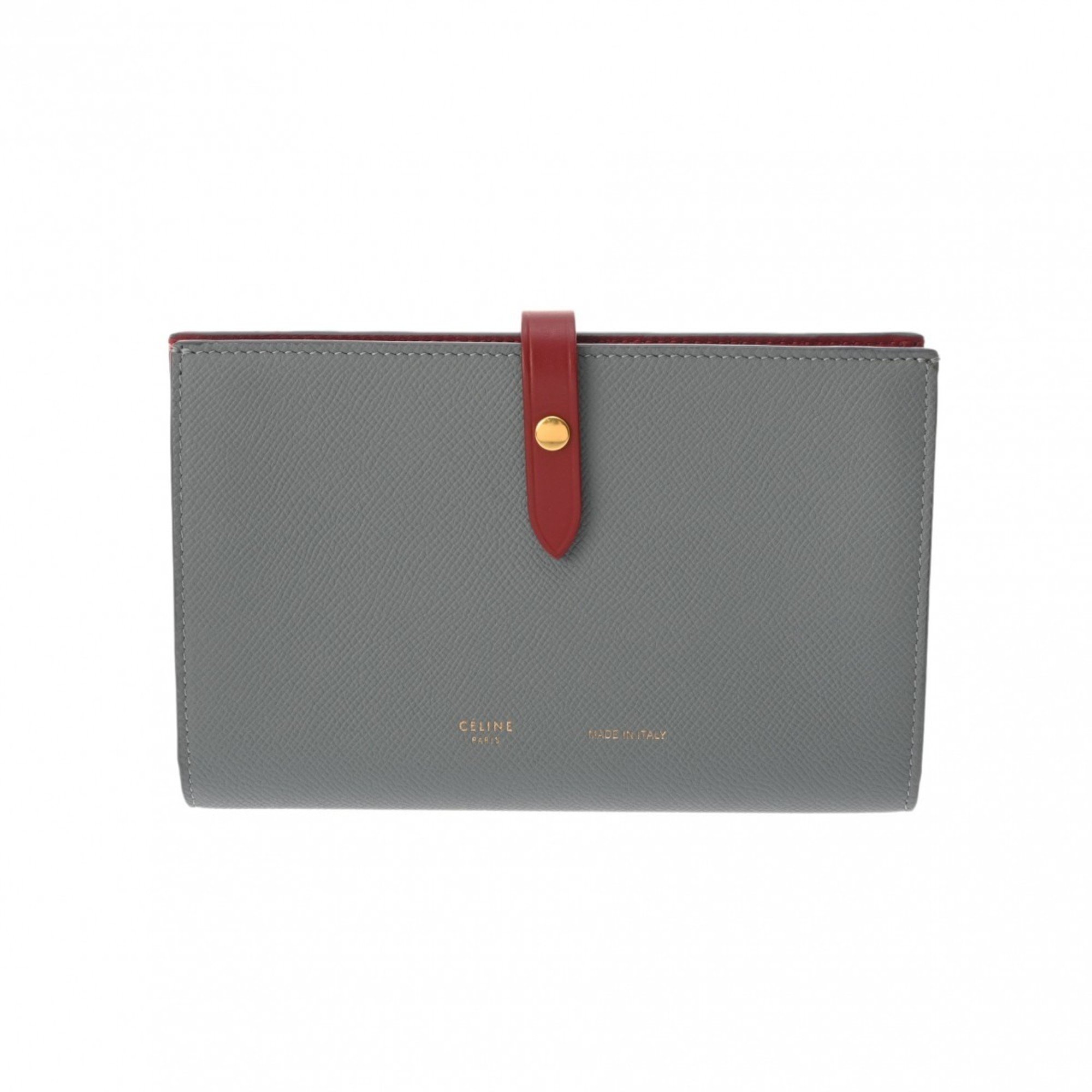 CELINE Large Strap Wallet Blue Gray Red Women s Leather Embossed Long eLADY Globazone