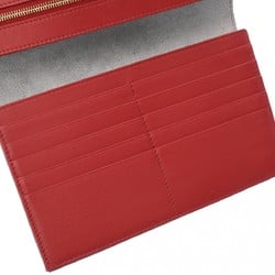 CELINE Large Strap Wallet Blue Gray/Red Women's Leather Embossed Long