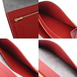 CELINE Large Strap Wallet Blue Gray/Red Women's Leather Embossed Long