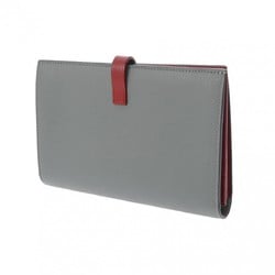 CELINE Large Strap Wallet Blue Gray/Red Women's Leather Embossed Long