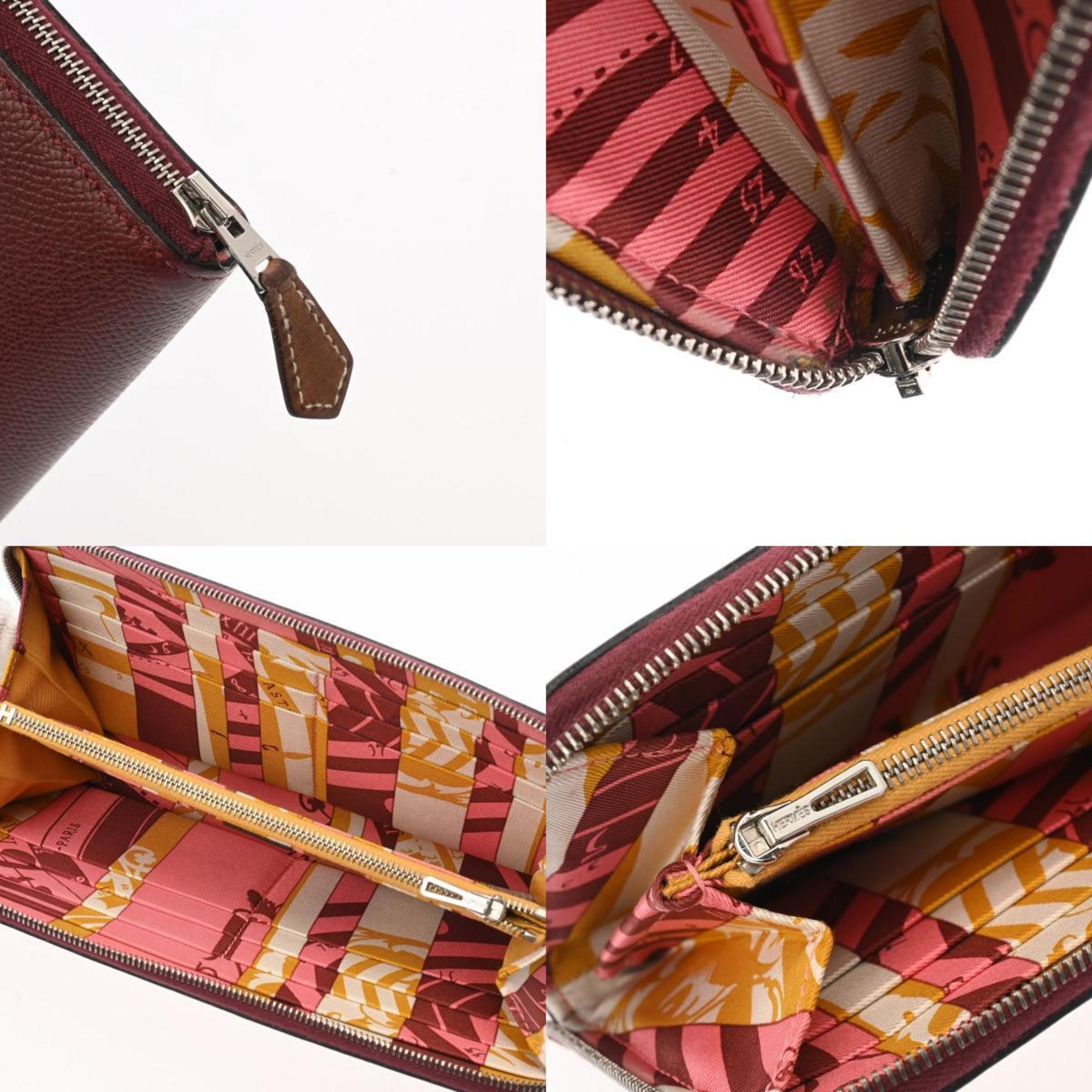 HERMES Azap Long Silk In Rouge H C Stamp (around 2018) Women's Epsom Leather Wallet