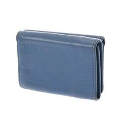 BALENCIAGA Paper Wallet Blue Unisex Calf Leather Tri-fold