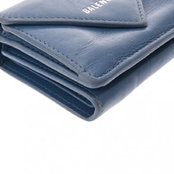 BALENCIAGA Paper Wallet Blue Unisex Calf Leather Tri-fold