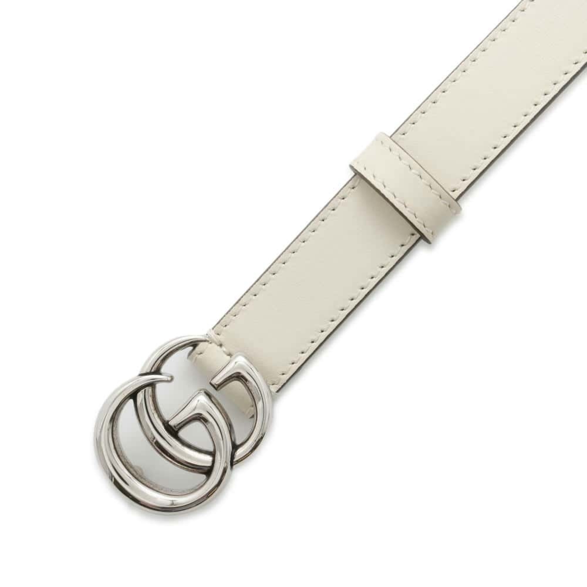 Gucci Belt GG Marmont Leather Size 120 409417 GUCCI Double G White