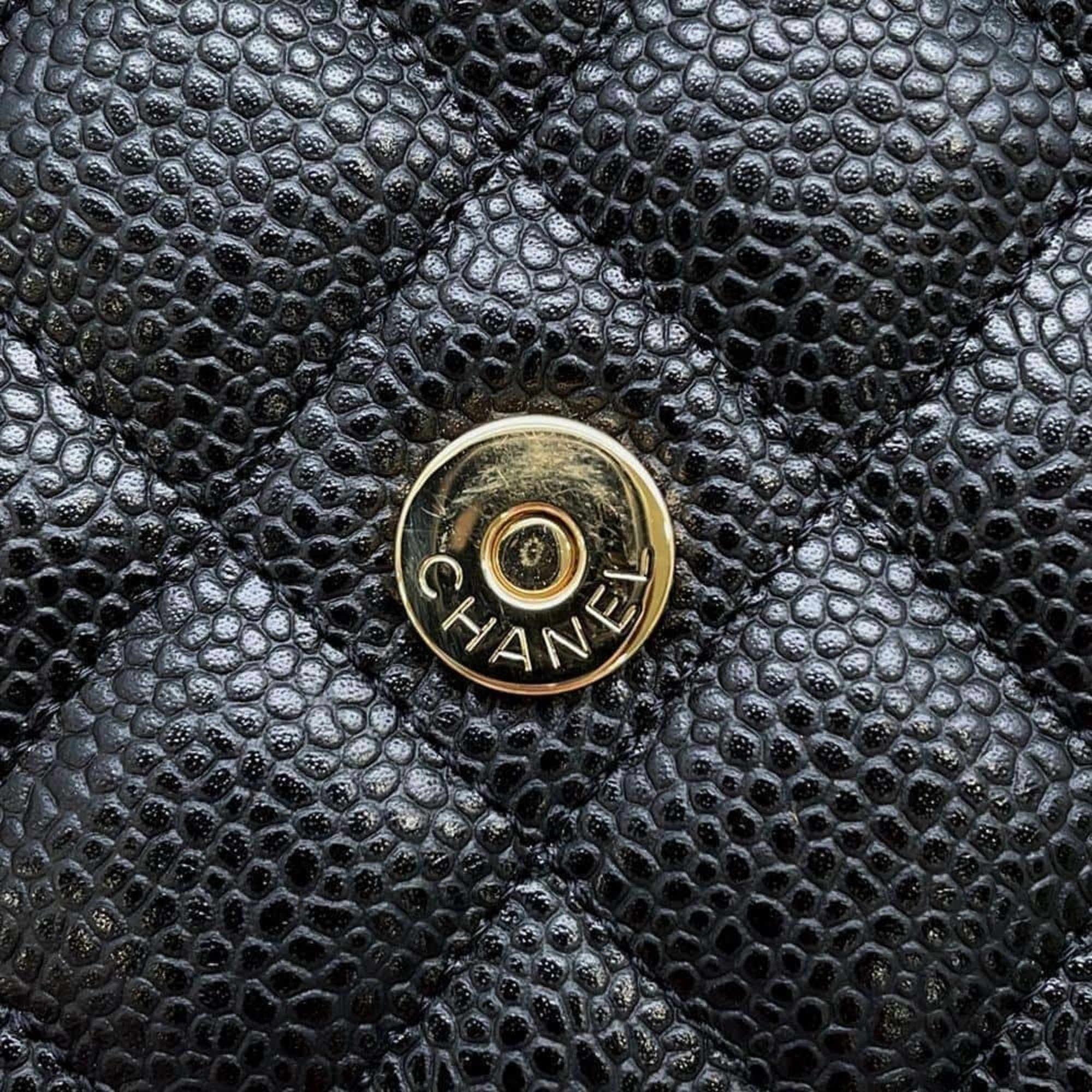 Chanel Chain Wallet Matelasse Coco Mark Caviar Skin AP0250 CHANEL Black