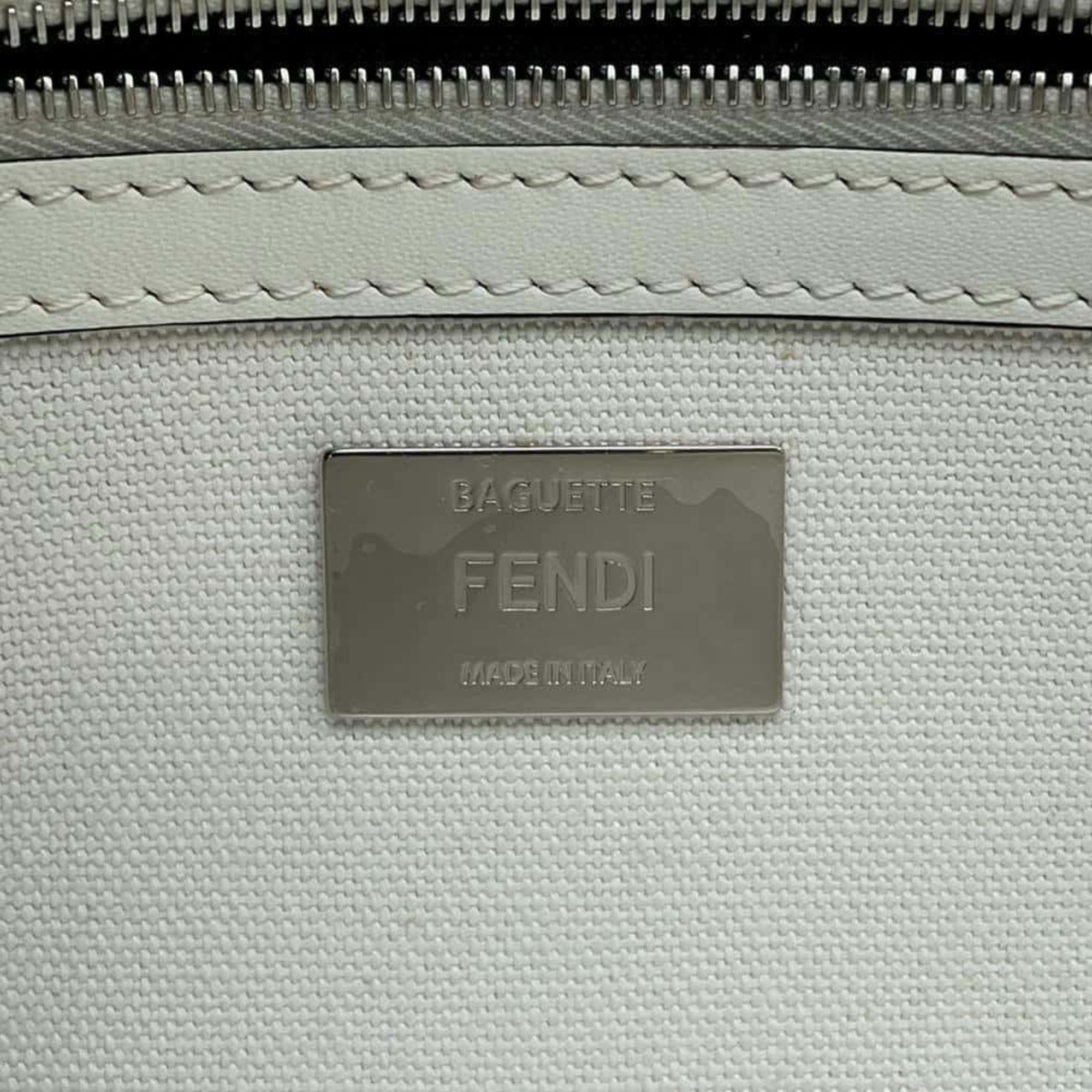 Fendi Shoulder Bag Zucca Baguette Canvas 8BR600 FENDI 2way Handbag Black White