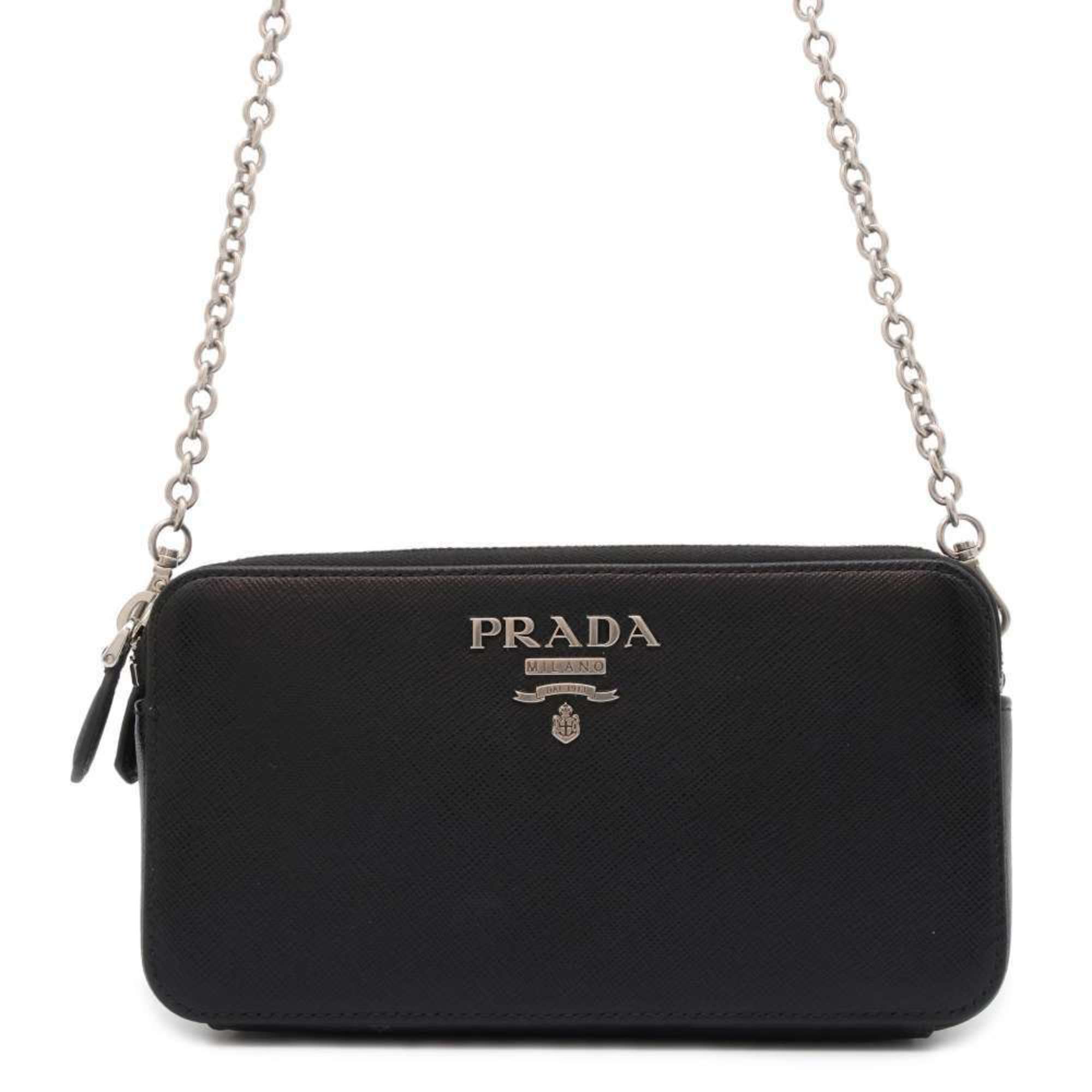 Prada Shoulder Bag Saffiano 1DH010 PRADA Wallet Purse Black