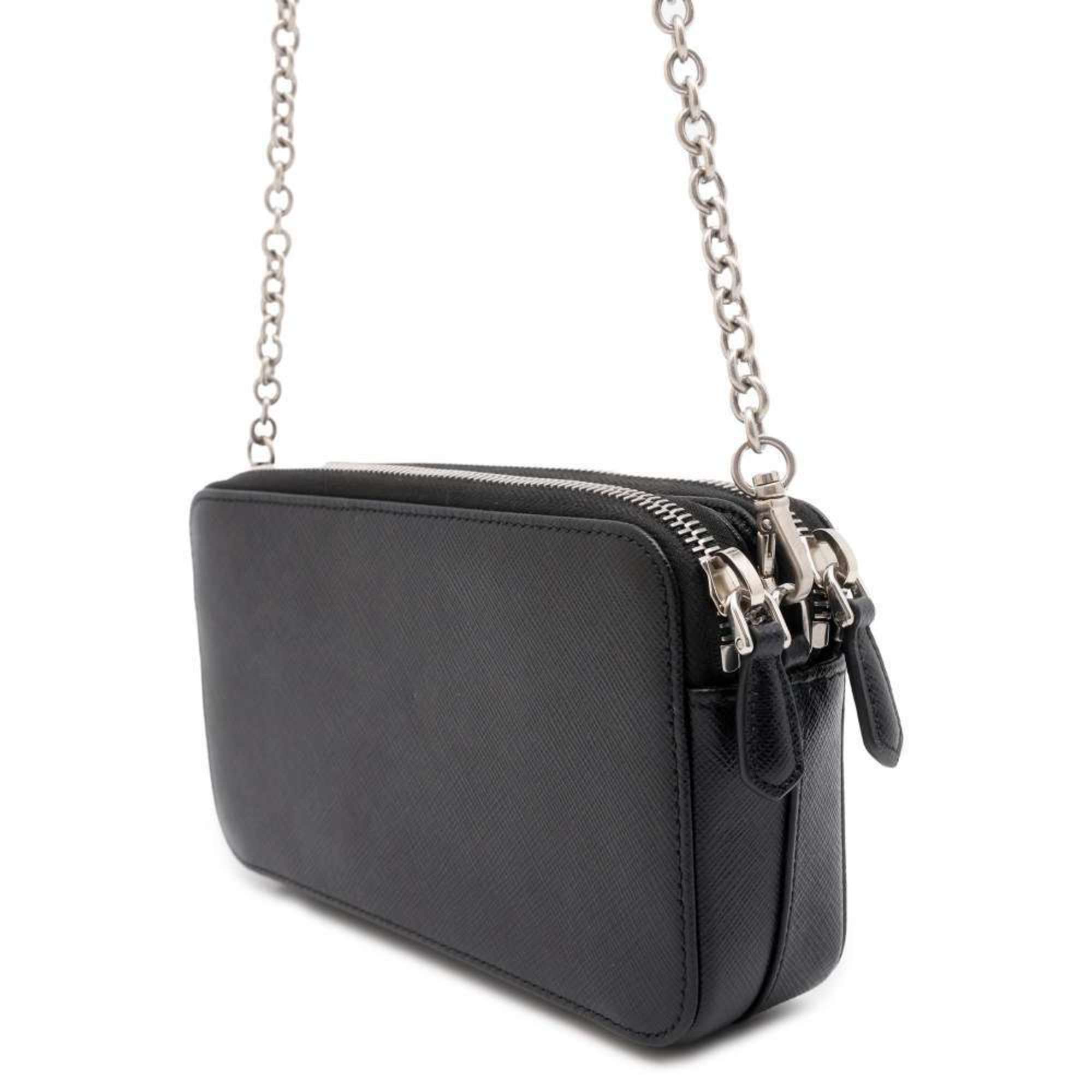 Prada Shoulder Bag Saffiano 1DH010 PRADA Wallet Purse Black