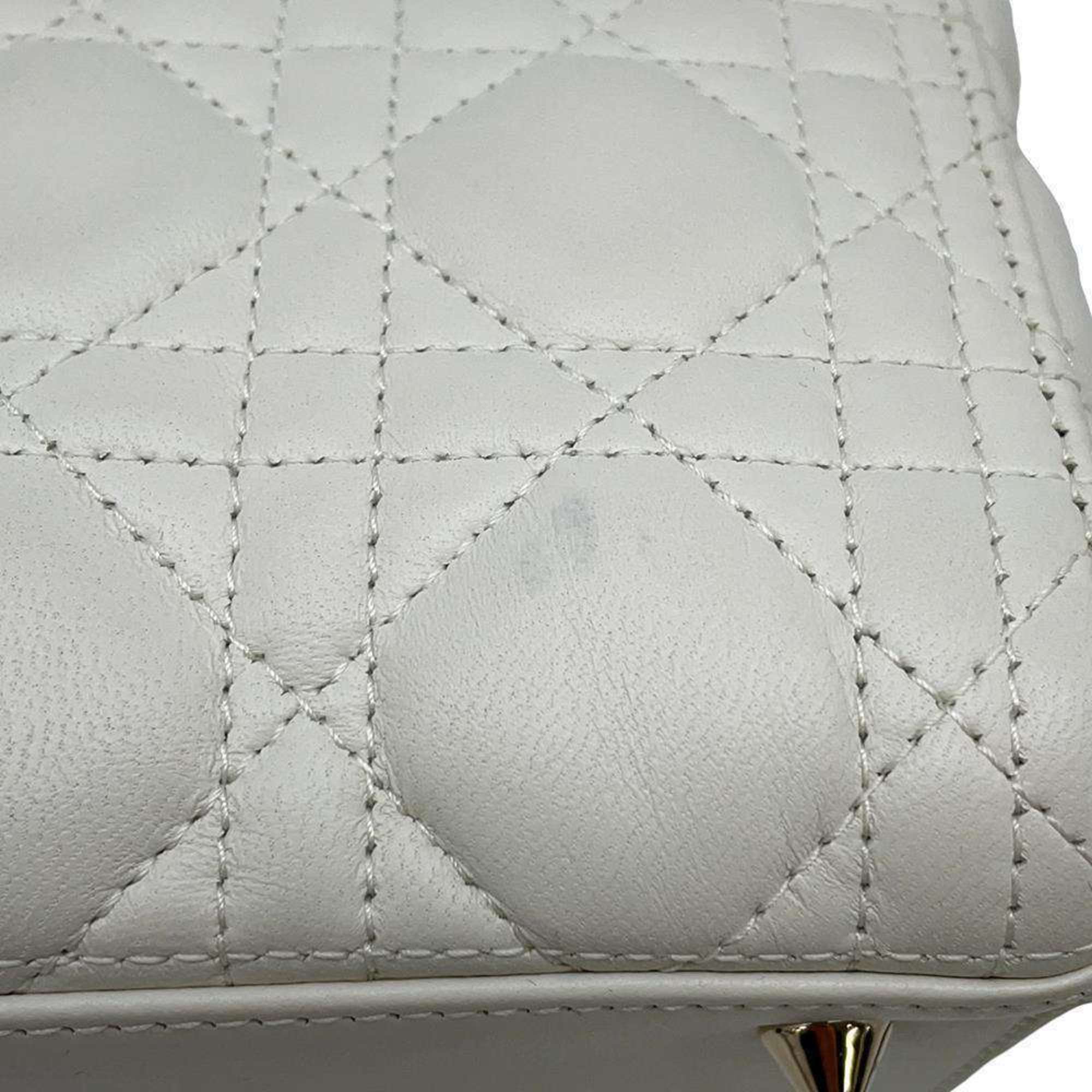 Christian Dior Dior handbag Lady Cannage medium lambskin M0565ONGE 2way shoulder bag white