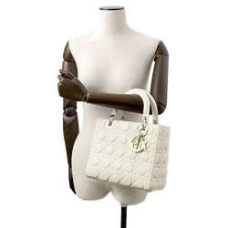 Christian Dior Dior handbag Lady Cannage medium lambskin M0565ONGE 2way shoulder bag white