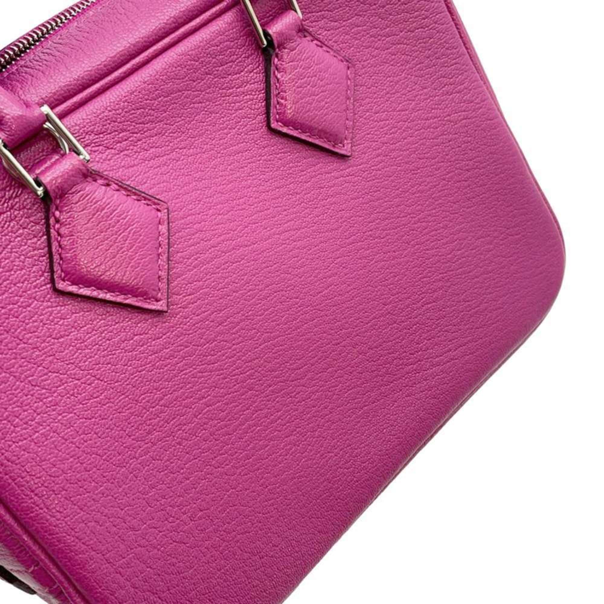 Hermes Handbag Plume 2 Rose Purple Chevre Mysore C Stamp 2way Shoulder