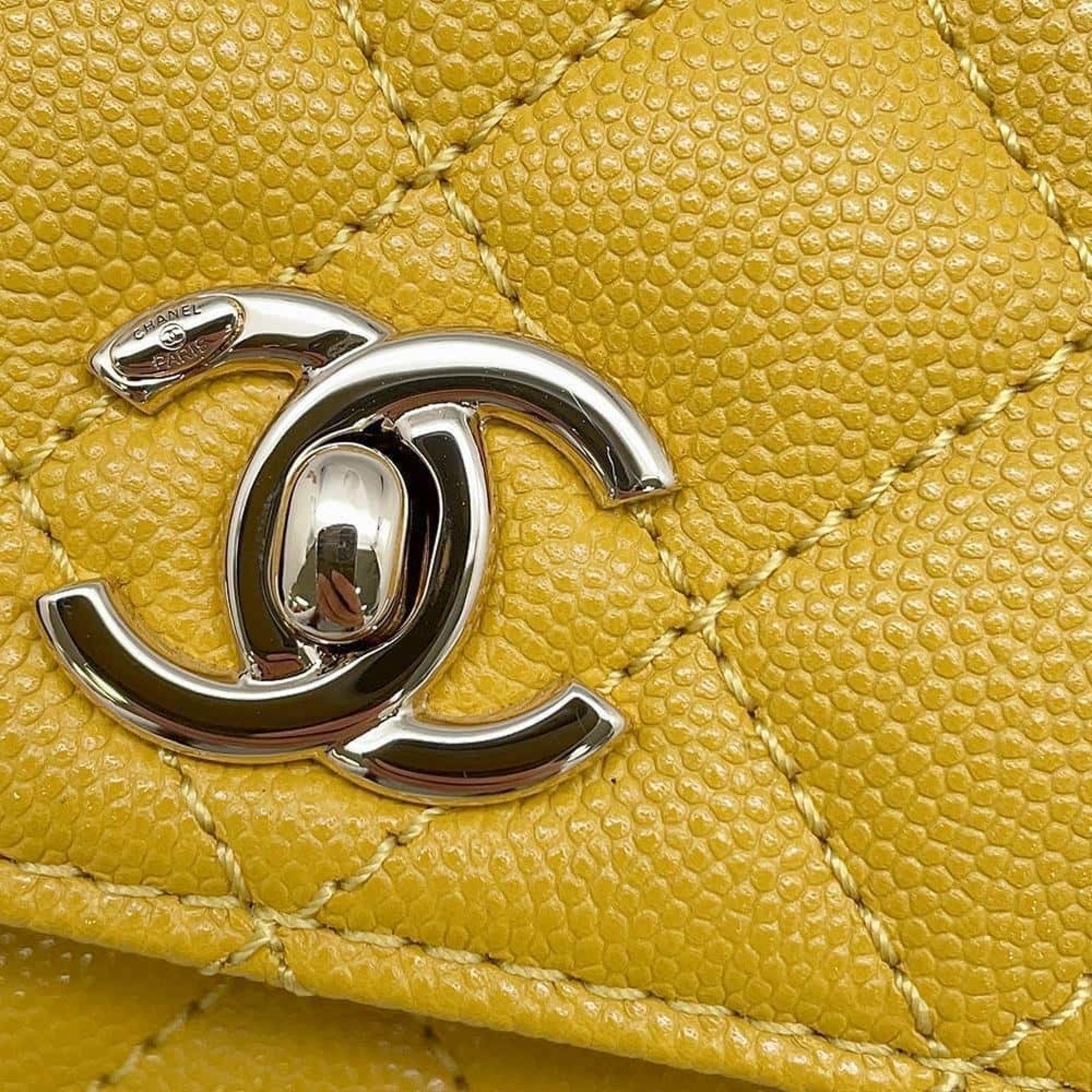 Chanel handbag, matelasse, coco mark, handle, caviar skin, A92990, CHANEL 2way shoulder bag