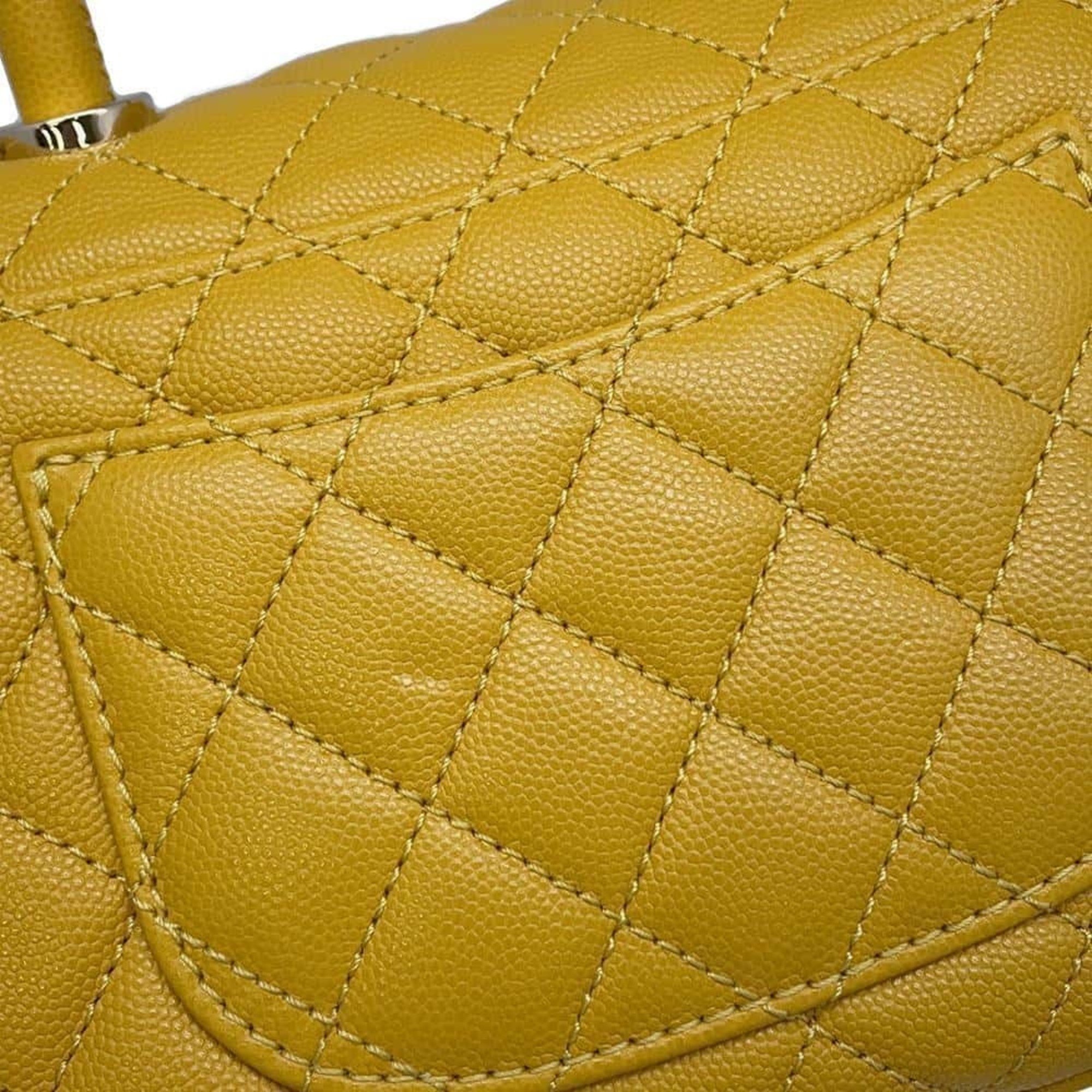 Chanel handbag, matelasse, coco mark, handle, caviar skin, A92990, CHANEL 2way shoulder bag