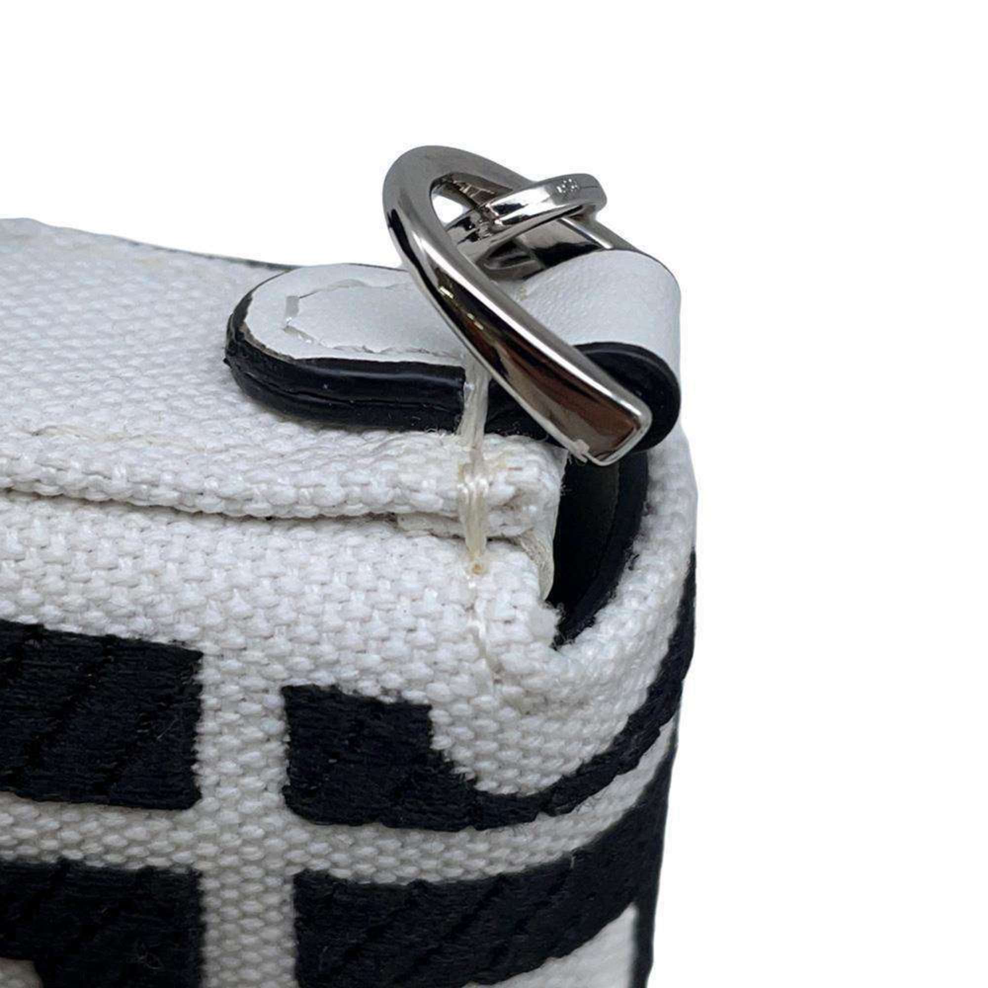 Fendi Bag Charm Nano Baguette Canvas 7AS045 FENDI 2way Shoulder Black White