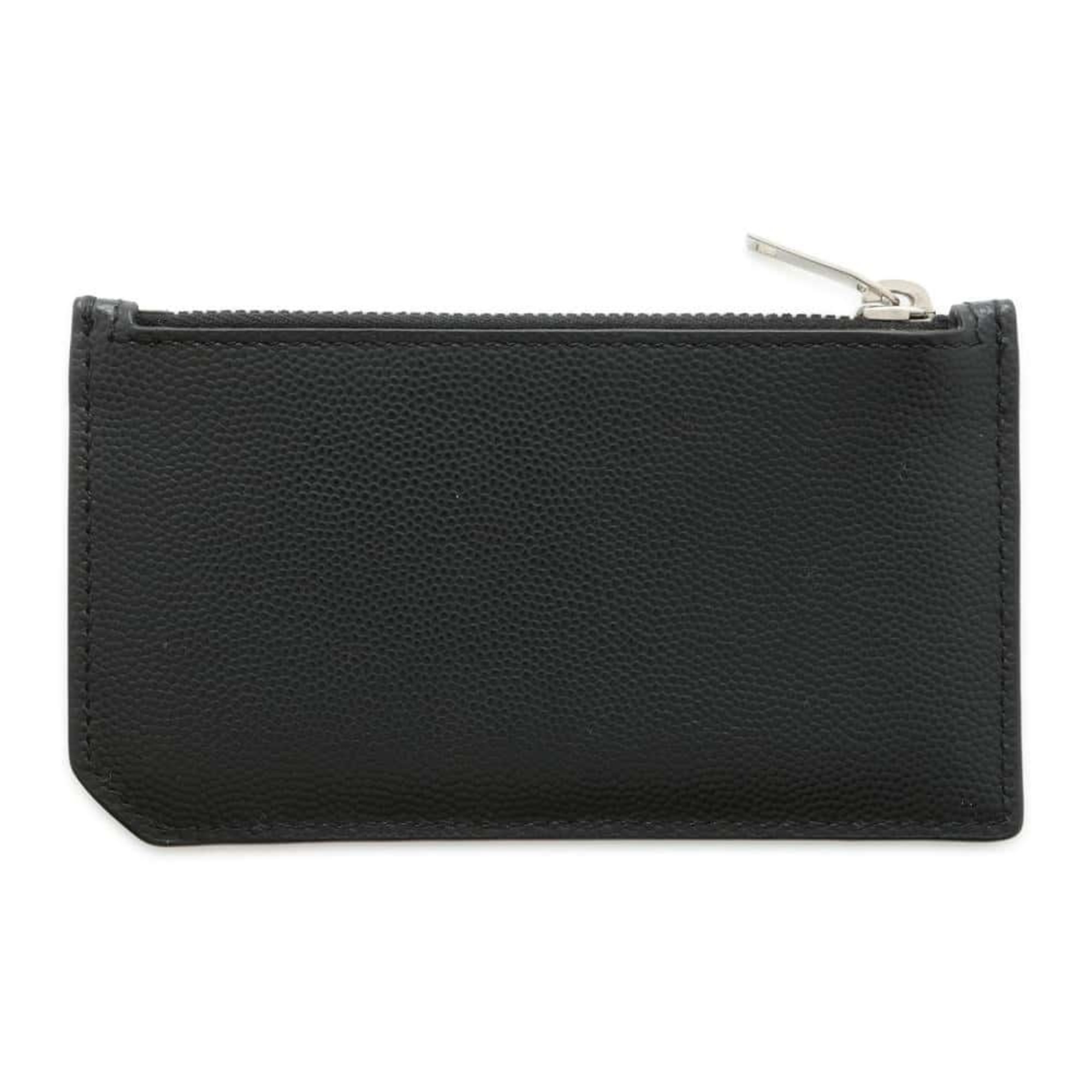 Saint Laurent Wallet/Coin Case 5 Fragment Zip Pouch 458589 Coin Purse Business Card Case/Card Black