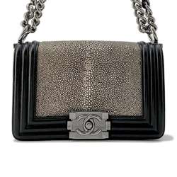 Chanel Chain Shoulder Bag Boy Galuchat CHANEL Stingray Black